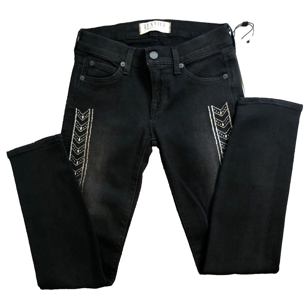 TEXTILE Elizabeth & James Gilded Ozzy Skinny Jean Embroidered Studs Women 24 NWT